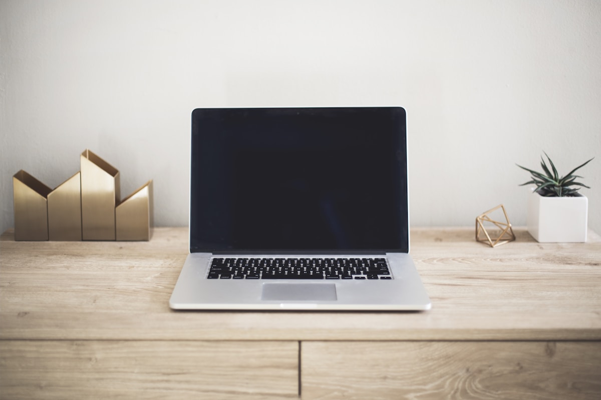 Laptop on a bright home workspace